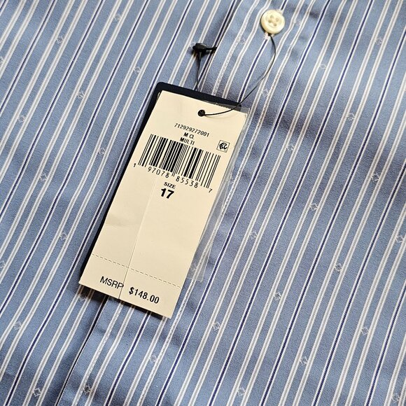 Polo Ralph Lauren Custom Fit Striped Dobby Shirt - Fall Blue/White - Size 17 - Picture 5 of 6
